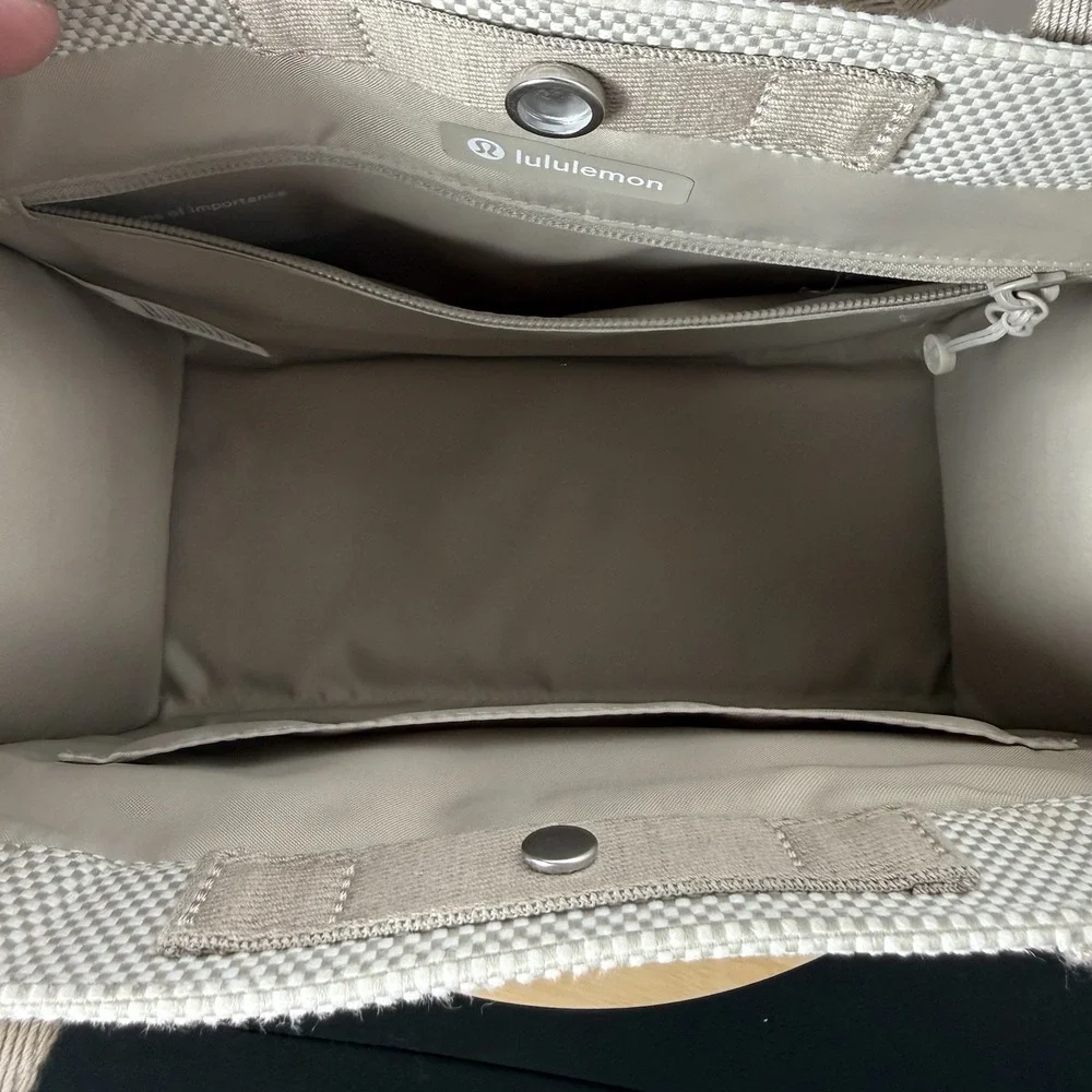 Lululemon Purse Two Tone Canvas Mini Tote Bag 4.5L In Mojave Tan/ Light Ivory